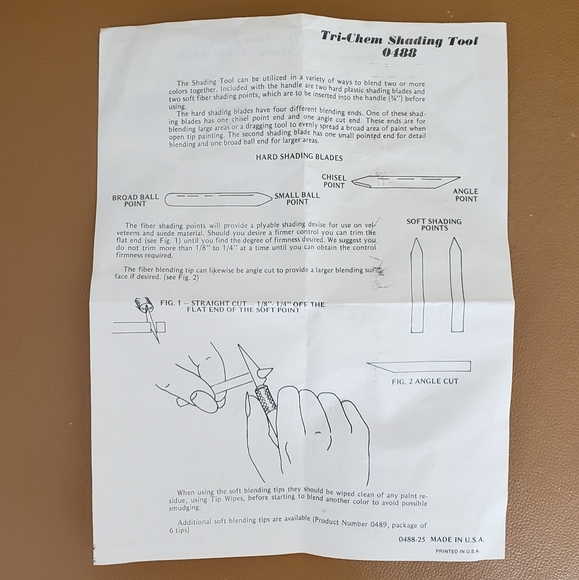 Vintage Tri Chem #0488 Shading Tool & Instruction - Picture 2 of 2